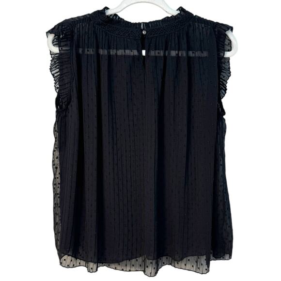 Adrianna Papell Women's Swiss Dot Pleated Sleeveless Blouse - Picture 8 of 14